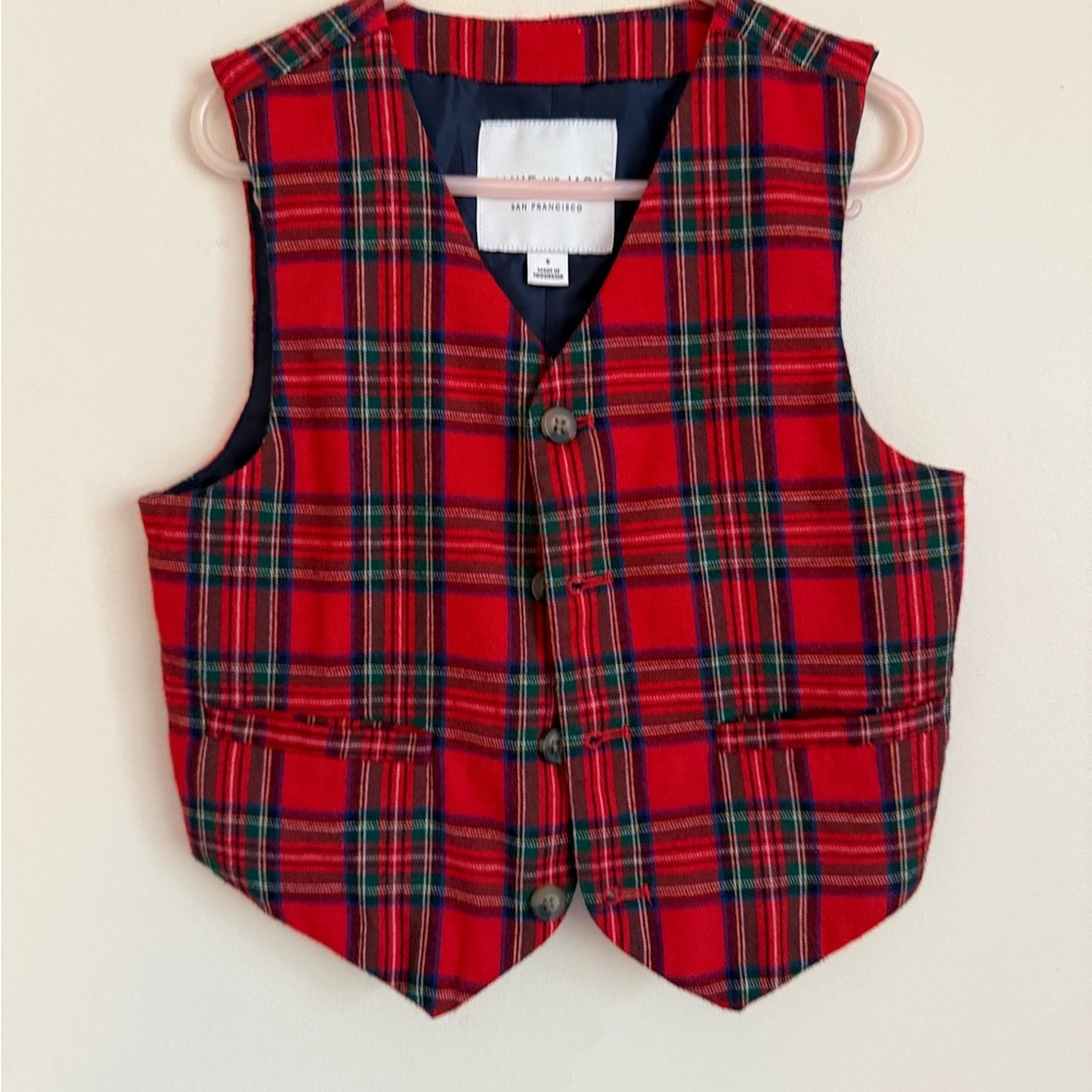 Like New! Janie and Jack Red Plaid Vest